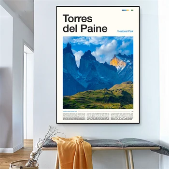 Colorido Torres Del Paine Impresión de Viajes Cartel de la Naturaleza del Paisaje de la Pared de Arte de Chile la Patagonia Lienzo de Pintura por la Oficina de Aula