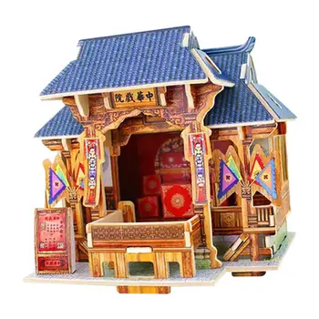 1/24 de BRICOLAJE en Miniatura de los Kits 3D de casa de Muñecas con Muebles de Teatro Chino de Regalo Decoración