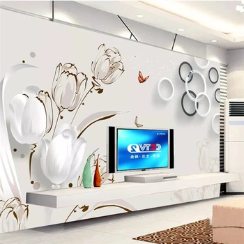 Beibehang un fondo de pantalla Personalizado en 3D estéreo foto mural de tulipanes de papel de parede 3D TV fondo pared de la sala de estar dormitorio mural de papel pintado