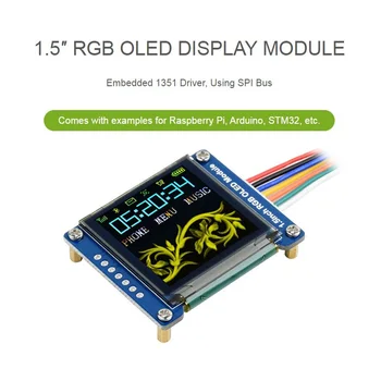 1,5 pulgadas de RGB Pantalla OLED de 128x128 Píxeles de Pantalla de 16 bits del Módulo de Interfaz SPI 65K SSD1351 Unidad para Raspberry Pi Arduino STM32