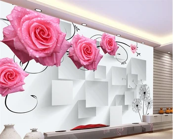 Beibehang 3D fresco personalizado romántico sala de estar 3D rosas TV fondo pared de papel pintado de la decoración casera de papel tapiz para paredes 3 d