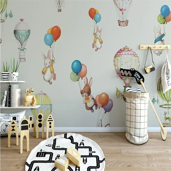 beibehang fondo de pantalla personalizado mural de papel pintado moderno minimalista globo de aire caliente Conejito de la sala infantil de la decoración de la pared de fondo