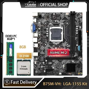 B75 LGA 1155 ITX Motherboard Kit Con Core i3 2100 Procesador y 8 gb de Memoria DDR3 B75 placa mae Soporte de Conjunto de NVME M. 2 B75M