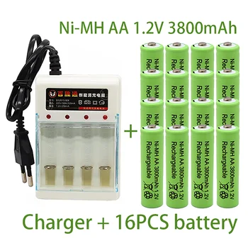 Nuevo AA 1.2 V 3800mAh batería recargable Ni-MH batería de Juguete de control Remoto Pilas Recargables AA 1.2 V batería+Cargador