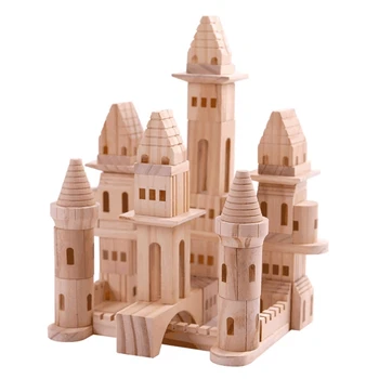La madera de Apilar Castillo de Bloque de Construcción Montessori de Juguete para Niños de Preescolar