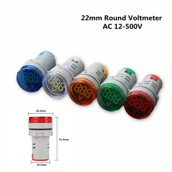 22mm LED Pantalla Digital Medidor de Voltios Medidor de Voltaje de la Señal Indicadora de la Lámpara Voltímetro Luces Probador Combo Rango de Medición 12-500V AC