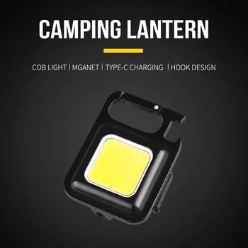 Portátil Mini USB Recargable de la Linterna de Bolsillo Led Camping Lámpara Impermeable de la Antorcha del Llavero de la Luz Con el Imán abrebotellas