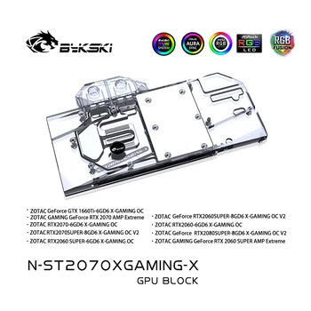 Bykski N-ST2070XGAMING-X, Cubierta Completa de la Tarjeta Gráfica de Enfriamiento de Agua en Bloque, Para Zotac RTX2070 8GD6/6GD6 X-Gaming OC, GTX1660Ti 6GD6