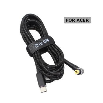 100W USB Tipo C del Poder del ordenador Portátil del Adaptador de Cable Cable USB-C a 5.5*1.7 mm Conector Convertidor para Acer Aspire D255 533 D257 D260