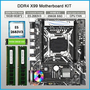 SZMZ X99 M-G2 Motherboard KIT Xeon E5 2683 V3 LGA2011-3 Procesador de 16 gb de Ram (2 x 8GB) ddr4 RECC NVME de 256 gb M. 2 SSD y el VENTILADOR de la CPU