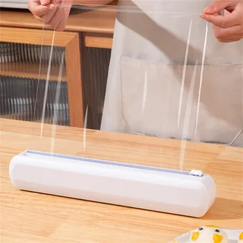 2In1 Envoltura de Plástico Dispensador de Film transparente Dispensador de Cortador de Saran Wrap Dispensador de papel de Aluminio Papel de Pergamino Inyector Herramienta de Cocina