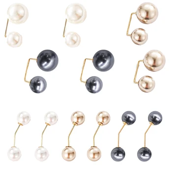 12Pcs de Perlas Broche Elegante Doble de Perlas Artificiales de Seguridad Pin 2 Estilos de la Moda Suéter Chal Clip de Seguridad para las Mujeres Niñas