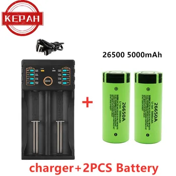 Original de alta calidad 26650 batería de 5000mAh 3.7 V 50A recargable de ion de litio de la batería para 26650A LED linterna+cargador