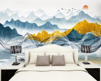beibehang Personalizar nuevo y moderno abstracto de tinta paisaje de la montaña de oro de fondo de papel tapiz de la pared de artículos de decoración para el hogar
