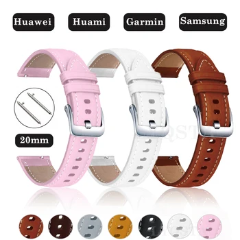 De cuero de 20mm Smartwatch Correas Para Samsung Galaxy Reloj 5/4 44 mm 40mm Reloj para Huami Amazfit GTS 4/3/2 2e/GTR 42mm Pulsera
