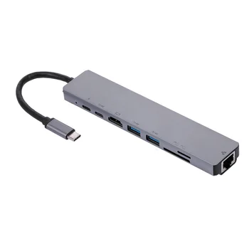 8In1 USB Hubs USB Multi-Port Hub Adaptadores Para Nintendo Interruptor PD Puerto de Carga USB Hubs 4K Uhd Compatible con HDMI Salida de 1000mbps