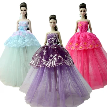 3pcs/lote de la Moda de Ropa de la Muñeca Para Muñecas Barbie Vestido sin Mangas de Vestidos de Noche Para Muñecas Barbie Trajes de 1/6 de la Muñeca Accesorios de Juguete