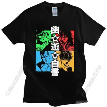 Yu Yu Hakusho Hombres De Camisa De Tela Suave De Algodón Yusuke Urameshi T-Shirt De Manga Japonesa Kazuma Kuwabara Camiseta De Anime Hiei Camiseta De La Ropa