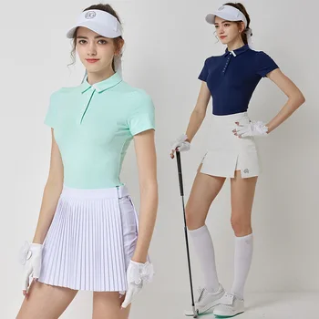 Blktee de Verano de Señora de Manga Corta T-shirt de secado Rápido de Golf Tops de las Mujeres de División de Deportes de Pantskirt Falda Plisada Elegante Conjunto de Ropa de Golf