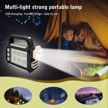 Solar LED luz Alta la Antorcha de Carga USB 1200mAh Lámpara Portátil Antorchas 3 Fuentes de Luz de Alta Potencia Impermeable al aire libre