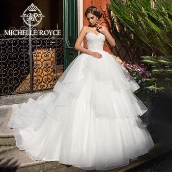Michelle Royce Vestido de Bola Vestido de Novia de 2023 de gama Alta vestido de Apliques de VOLANTES Moderno Vestido de Novia Vestidos Novias De Saten