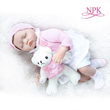 NPK 55 CM 55 CM recién nacido bebé para dormir realistas bebe muñeca reborn baby handrooted cabello suave ponderado cuerpo adorable muñeca de tacto suave