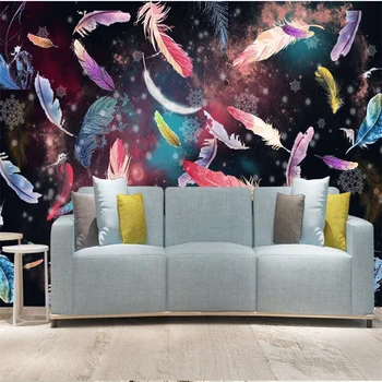 wellyu Personalizados de gran escala mural ambiental fondo de pantalla Nórdico moderno abstracto Nórdicos de plumas de TV de fondo fondo de pantalla