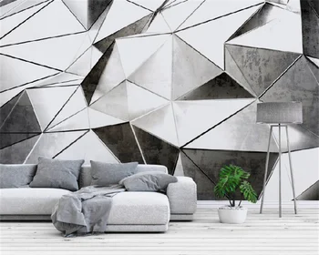 Papel de parede un fondo de pantalla personalizado en 3d en tres dimensiones geométricas negro sala de estar sofá TV fondo pared mural papier peint