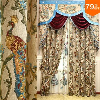 muebles del hotel de la cortina de la Selva de Árbol de pavo real Y de Lujo de Diseño de Modo que Coincida cortinas para la sala de estar Artista Cortinas cortinas