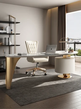 Italiano minimalista pizarra estudio de escritorio computadora de escritorio librero combinación de luz de lujo moderno escritorio de la oficina de consultoría turística