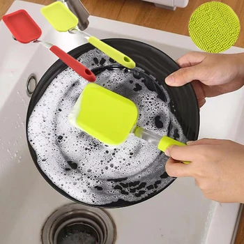 Pincel de cocina para la Limpieza de Cepillo con Mango para Fregadero Pan Pot Baldosas de la Ducha de la Bañera Plato Lavador de Accesorios de Baño