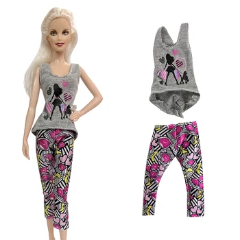 NK 1 Pcs de la Moda de Traje Gris, Camisa Lindo Patrón de la Camisa Casual Trouseres Ropa para Muñeca Barbie Girl casa de Muñecas de Juguete Accesorios