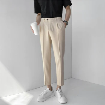 Mens Recortada Pantalón del Traje (Nueve Punto de Pantalones), Pantalones Formales para los Hombres de los Hombres Pantalones de Vestir Terno Masculino
