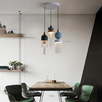 Americana de Cristal de Restaurante Candelabros Nórdicos Brillo LED Lámparas Colgantes Modernas de Lujo del Dormitorio Hanglamp los Accesorios de la Cocina