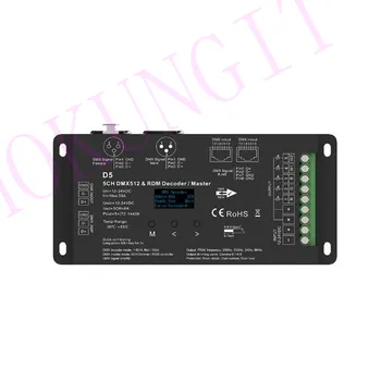 OLED 5CH*6A 12-24VDC CV Decodificador DMX D5 5 canales DMX512 y RDM decodificador/master, XLR3, RJ45, verde interfaz de terminal