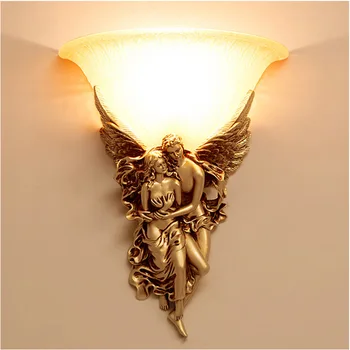 TEMAR Ángel Lámparas de Pared LED de Oro Diseño Creativo de la Resina de la Lámpara de pared 3 Luces de colores Para el Hogar Sala de estar Dormitorio