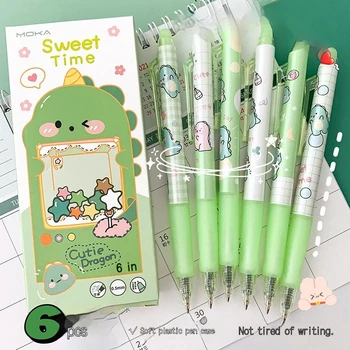 6pcs de dibujos animados borrable botón neutro lápiz lindo y buena apariencia de los niños de examen de la oficina de aprendizaje neutral lápiz papelería regalo