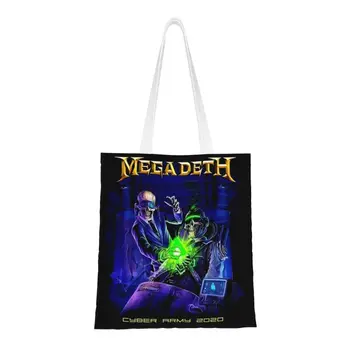 La Moda De La Impresión Megadeths Banda De Rock Ciber Ejército De Tote Bolsos De Compras Reutilizables De La Lona Del Hombro Bolso Shopper