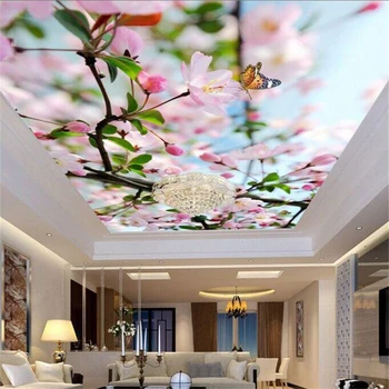 Fondo de pantalla personalizado en 3d en grandes murales hermosa flor de la rama de techo zenith mural de la sala de estar del dormitorio de la decoración de la pintura обои 3d