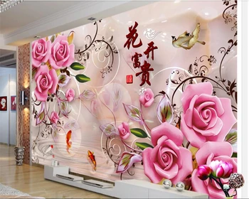 beibehang Senior estética a gran escala personalizada papel tapiz de la talla del jade rosa de TV de fondo de papier peint pintura decorativa
