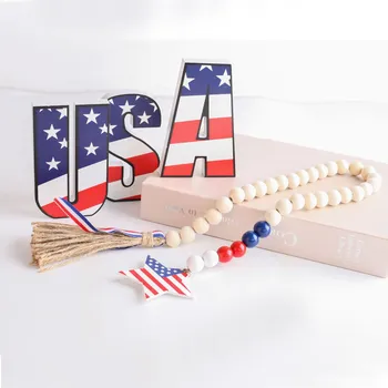 El Día de la independencia de la Bandera Americana de la Guita de la Borla de Cuentas Personalizar la Artesanía del Collar de la Pulsera de DIY Perforada de la Joyería Accesorios Personalizados