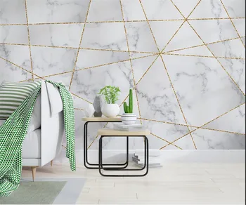 3D personalizado Mural geométrico de líneas doradas de mármol de la Foto de fondo de pantalla Sala de estar Sofá TV Pared de la Habitación de la Pintura y papel tapiz