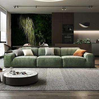 Moderno simple antifouling tecnología de Gamuza nubuck de tela de sofá de la sala de estar de la familia pequeña, tv grande de látex sofá