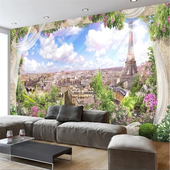 wellyu обои papel de parede un fondo de pantalla Personalizado en 3D estéreo Europeo de windows paisaje de París murales de pared para TV de papel de parede tema