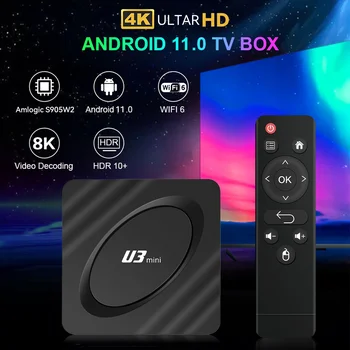 UBISHENG Smart TV Box Android 11 4K Amlogic S905W2 2GB 16GB de Apoyo H. 265 AV1 2.4 g/5g Wifi HDR 10 Media Player TV Set Top Box