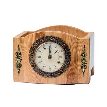 Retro reloj de mesa de la maceta, sala de estar decoración de artesanía de resina de adorno de la maceta, creativo planta en maceta