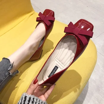 2023 Nuevos Zapatos de la Boda Roja de los Zapatos del Barco Pisos Zapatos de las Mujeres de Gran Tamaño de la corbata de Cuero de Patente de las Mujeres Zapatos de Lujo Zapatos Mocasines Mujer