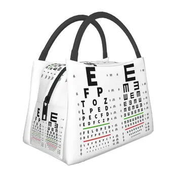 Los ojos de la Prueba Tabla de Snellen Térmica Bolsa de Almuerzo Aislado Mujeres Optometrista Examen de la vista se puede utilizar muchas veces la Caja de Almuerzo para el Trabajo de la Escuela de Bolsas de Picnic