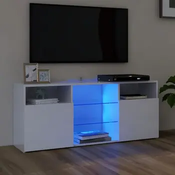 Mueble de TELEVISIÓN con brillantes luces de LED blanco 120x30x50 cm entrega rápida