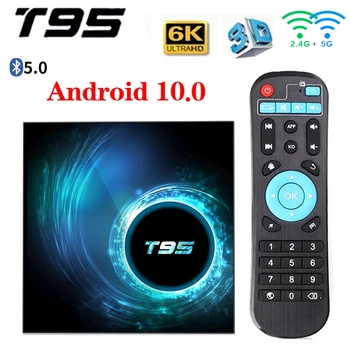 Original T95 CUADRO de TV Android 10 Allwinner H616 4G 32G 64G 6K 4K Media player Voz 2.4 G 5G Wifi BT5.0 Smart Set Top Box Receptor